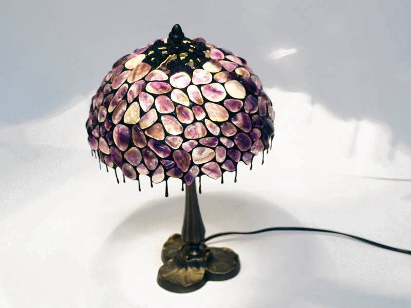 Lampa ametystowa 25cm wykonana w technice Tiffany