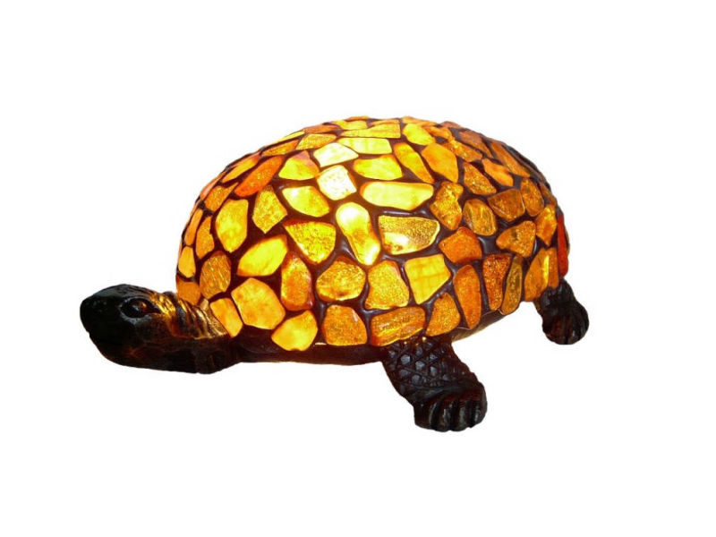 Lampka nocna w kształcie żółwia wykonana z naturalnego bursztynu